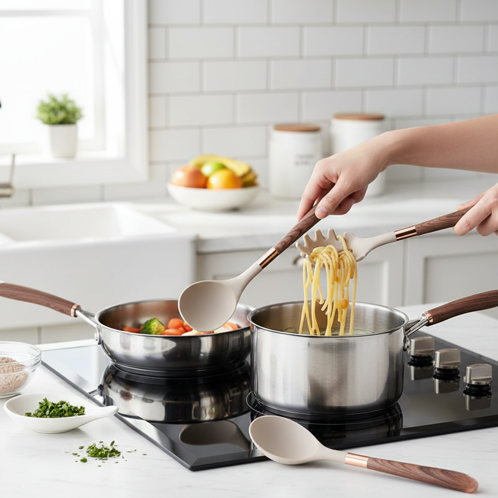 Luxe Silicone Cooking Utensils Set - Heat-Resistant for Kitchen (10 Pieces)