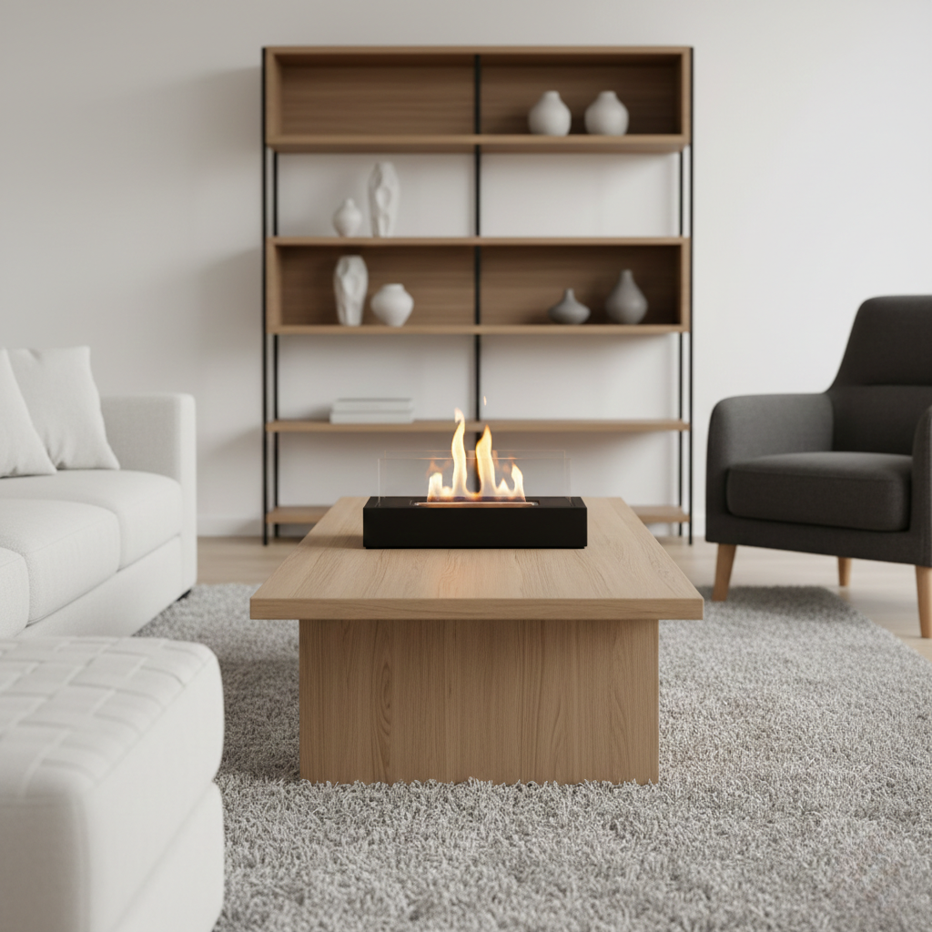 Sereni Fire Tabletop Fireplace – Rectangular Bioethanol for Outdoor and Living Room