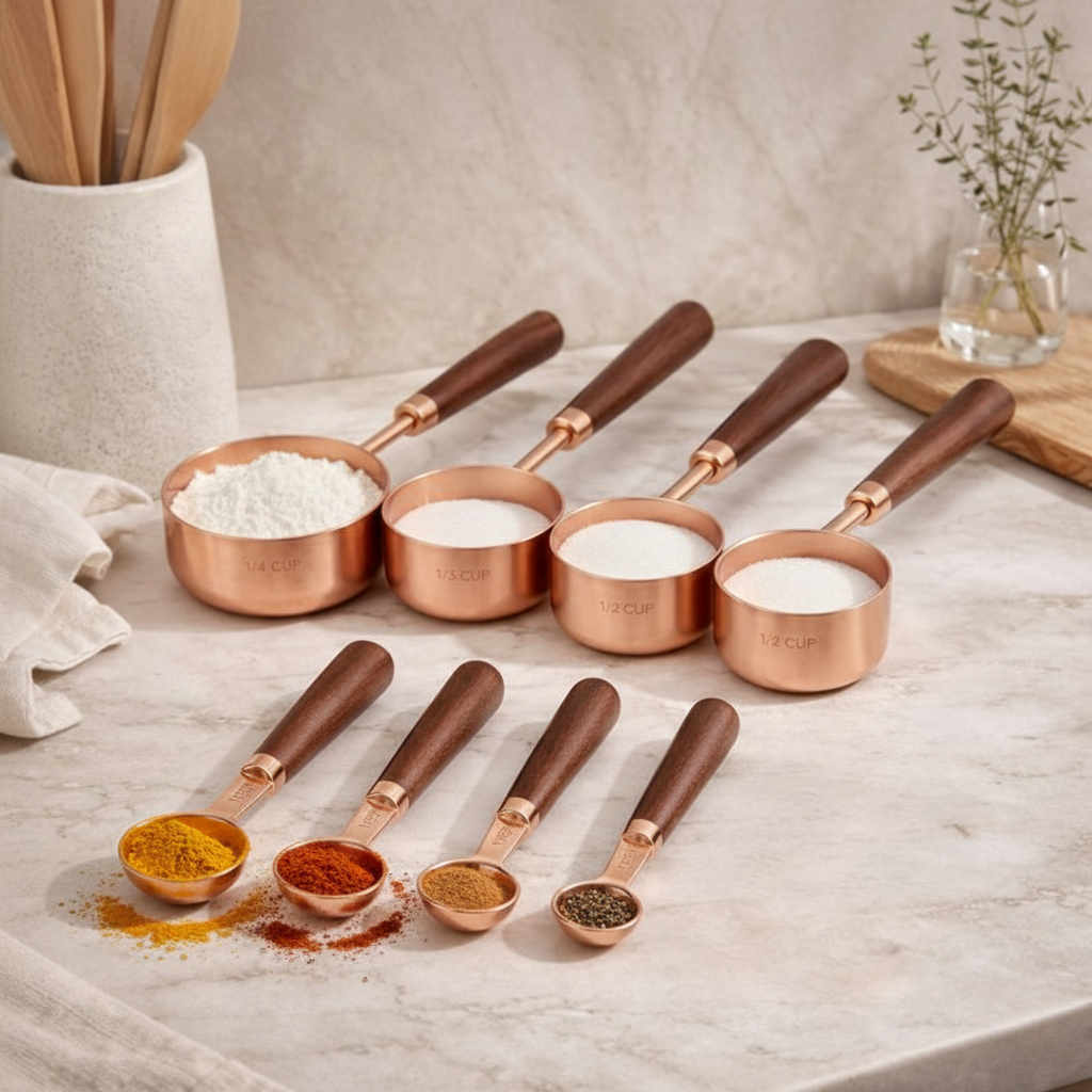 Kitchen Measuring Set - Gleam Copper  Stainless Steel 4 Piece