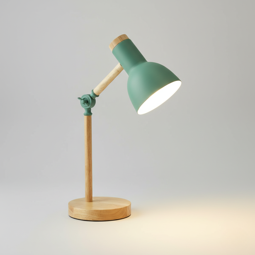 LED Desk Lamp – Nordic Wood Design for Work and Living Room