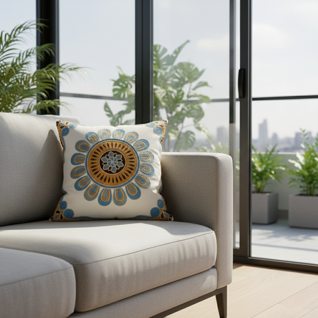 Aurae Embroidered Vintage Pillow Cover – Decorative Accent for Home Décor