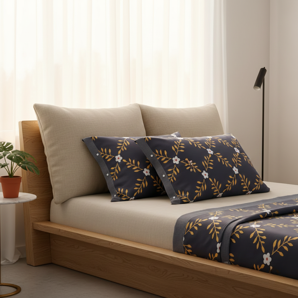 Pure Cotton Buttoned Pillowcase – Soft & Stylish Bedding Accent