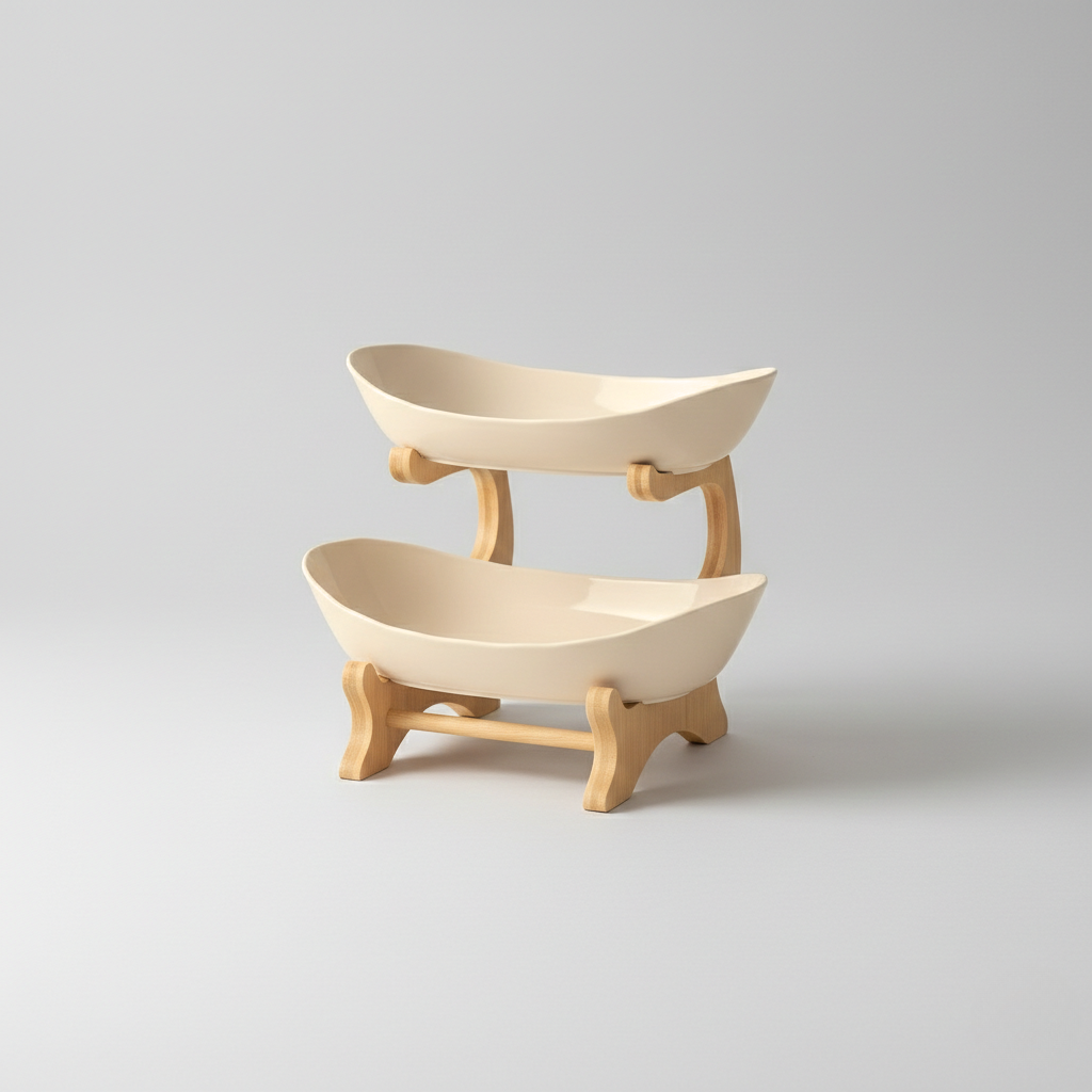 Modern Fruit Bowl - Multi-tiered Wooden for Kitchen