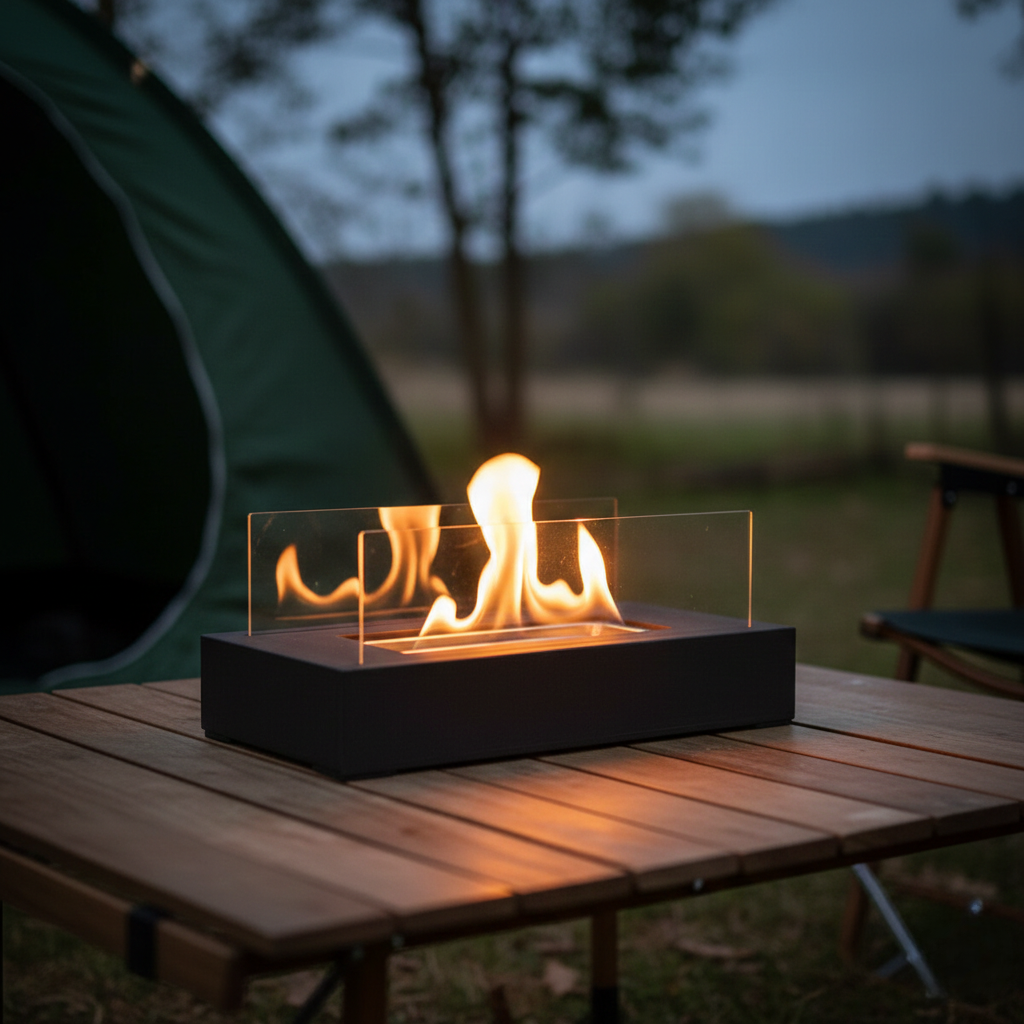 Sereni Fire Tabletop Fireplace – Rectangular Bioethanol for Outdoor and Living Room