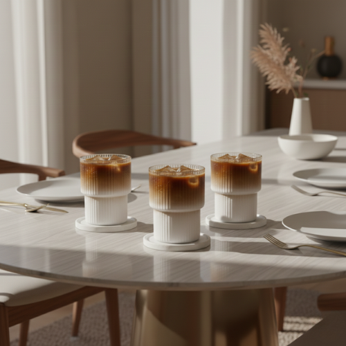 Ribbed Glass Set - Aesthetic Look