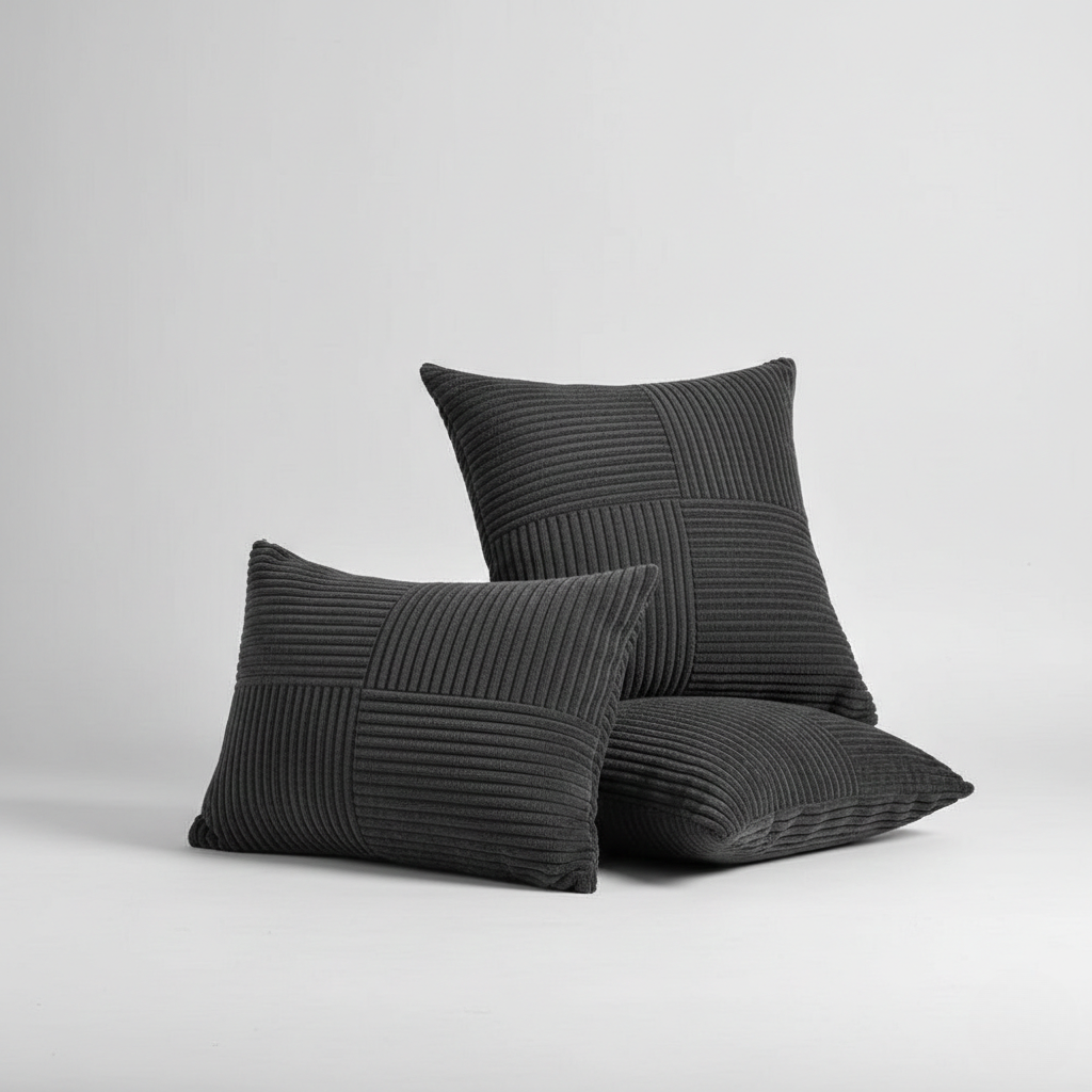 Splicing Soft Corduroy Cushion Cover for Couch – Rustic Living Room Decor