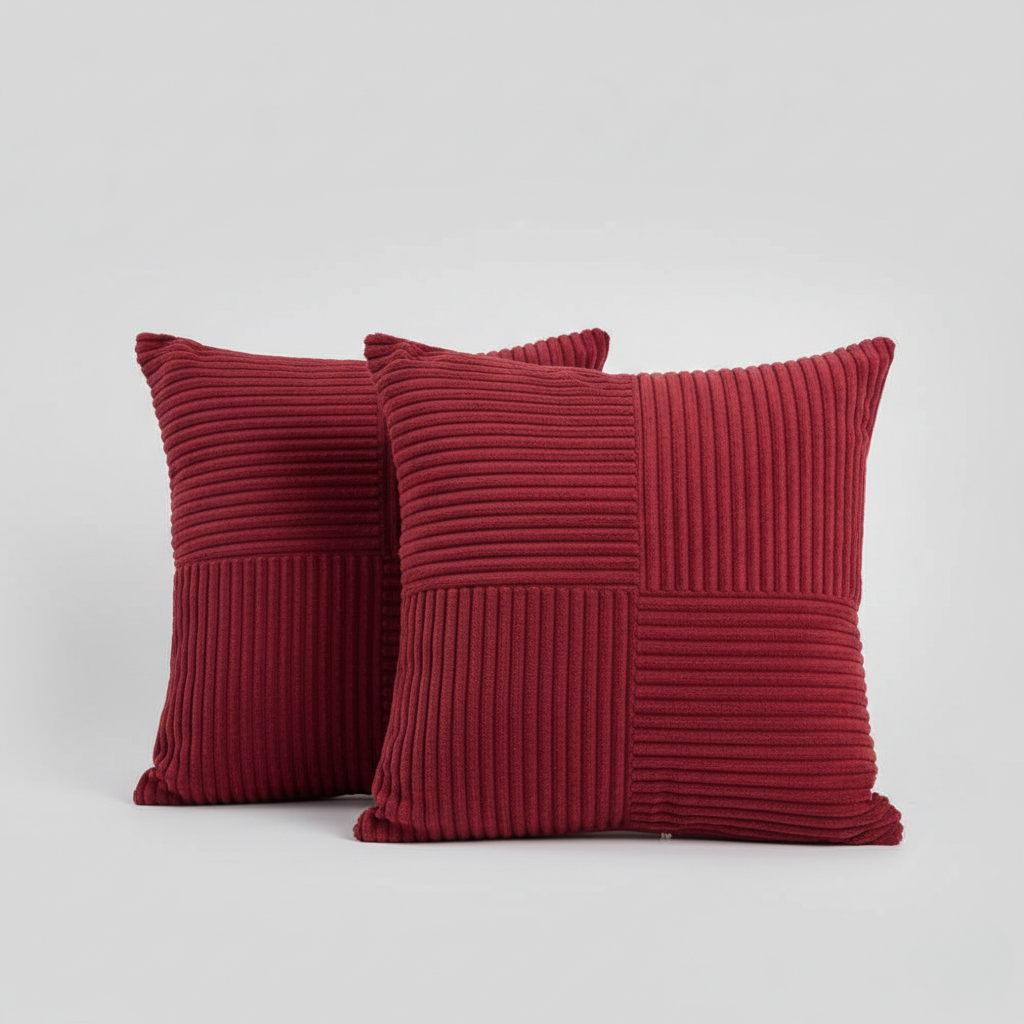 Splicing Soft Corduroy Cushion Cover for Couch – Rustic Living Room Decor