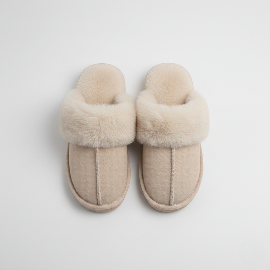 Nordic Comfy Slippers - Faux Fur Rubber Sole for Women