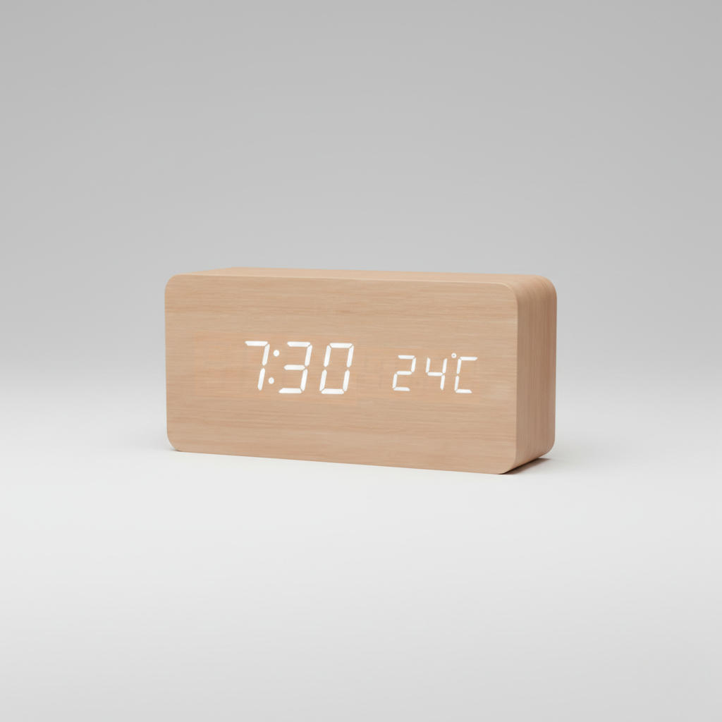Wood-sense LED Wooden Clock - Stylish Wood Grain for Every Room