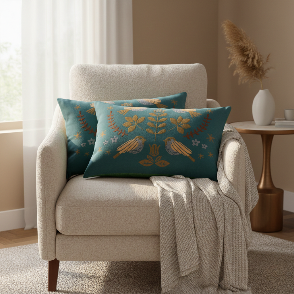 Pillowcases Set | Scandinavian Bird Cotton Gauze 2 Piece