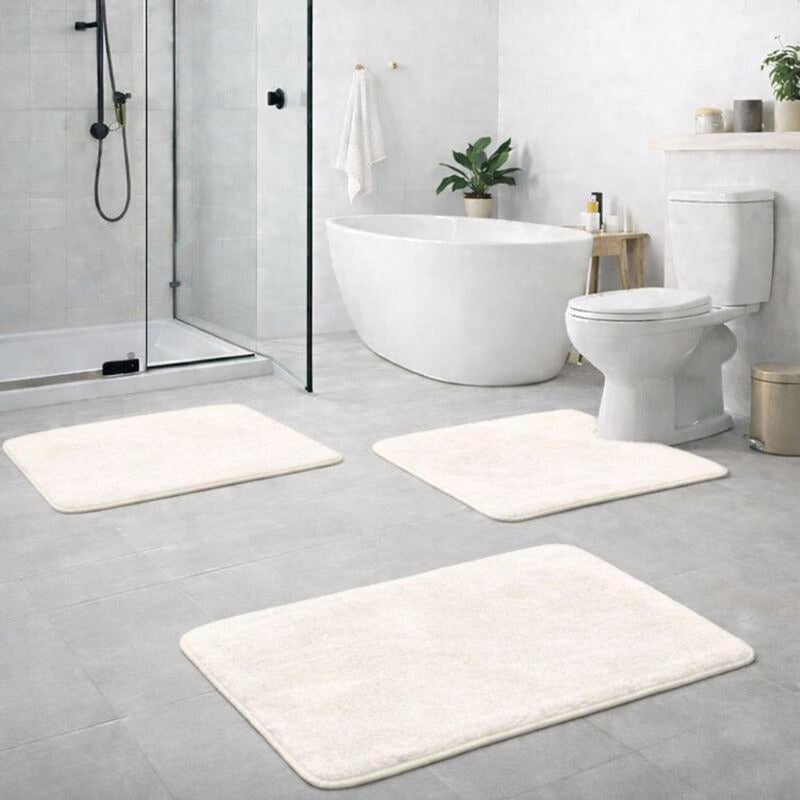 3-Piece Bath Mat Set – Velvet Memory Foam Non-Slip Bathroom Rugs
