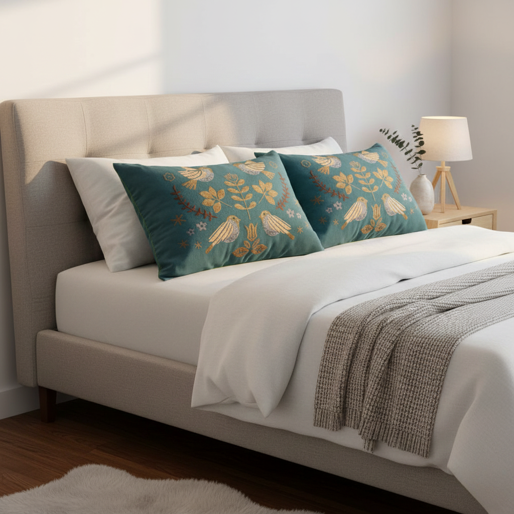 Pillowcases Set | Scandinavian Bird Cotton Gauze 2 Piece