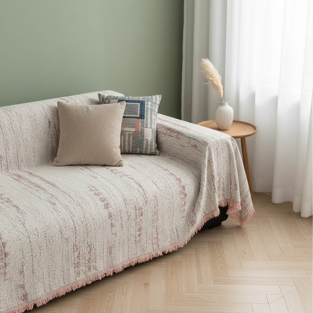 Almond Crest Sofa Cover - Luxurious chenille fabric for Couch and Living Room