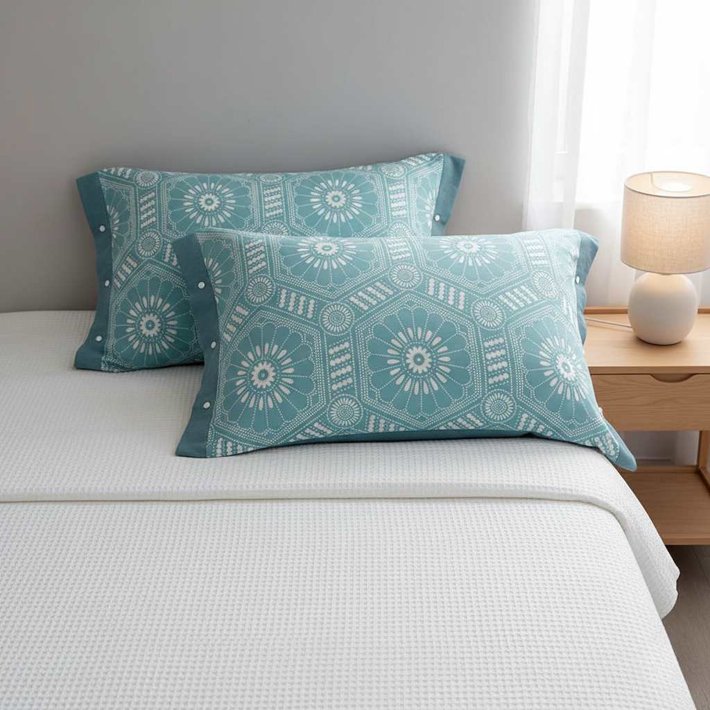 Pure Cotton Buttoned Pillowcase – Soft & Stylish Bedding Accent