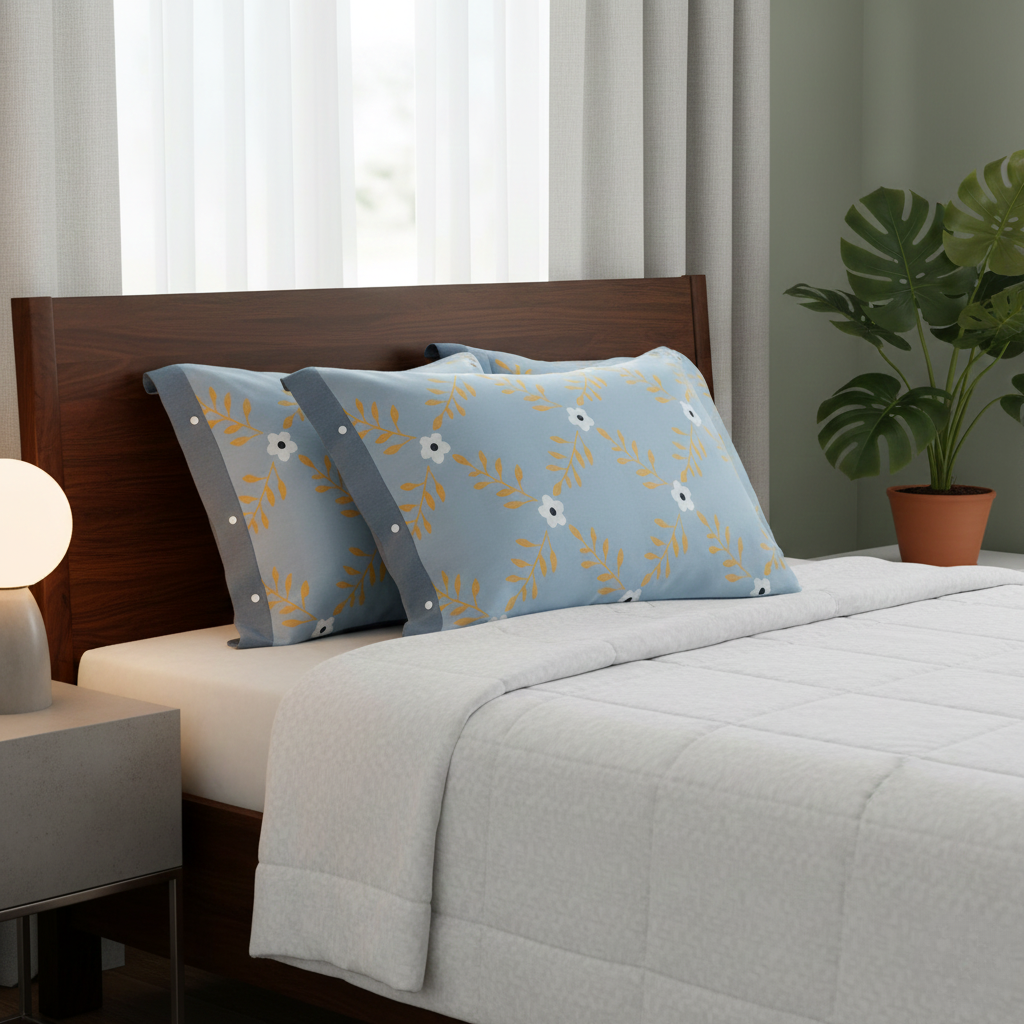 Pure Cotton Buttoned Pillowcase – Soft & Stylish Bedding Accent