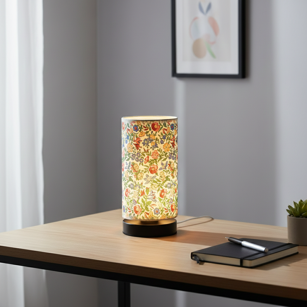 Botanical Floral Table Lamp – Fabric Shade Decorative Lighting