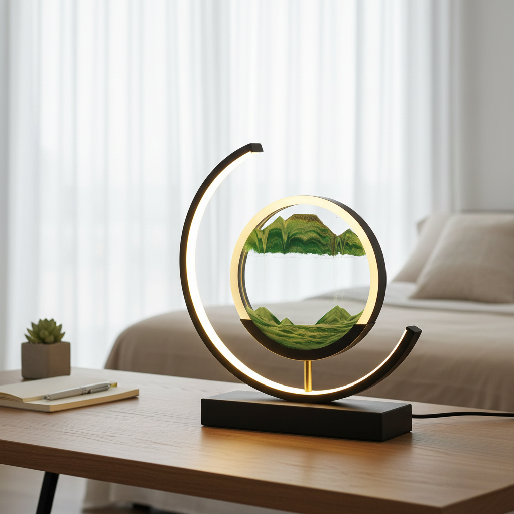Sand Glow Lamp - Rotatable Glass Disc for Living Room and Bedroom