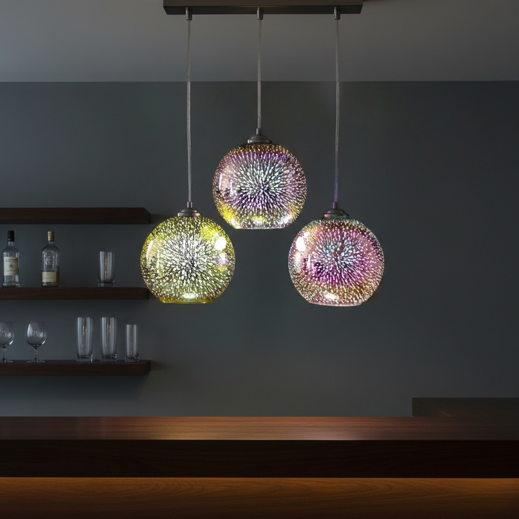3D Glass Pendant Light – Creative Firework Design