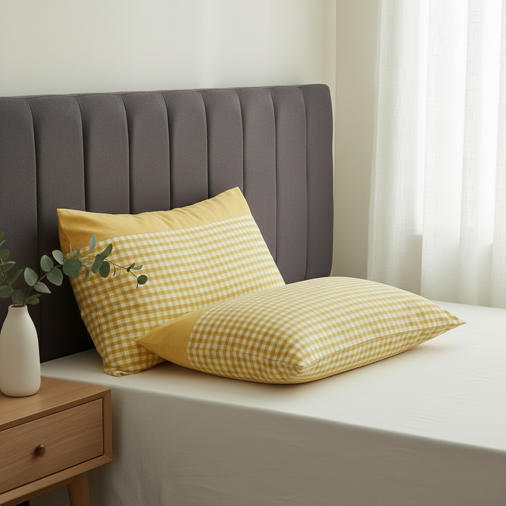 Classic Gingham Soft Pillow Case – Comfortable Bedding Accent