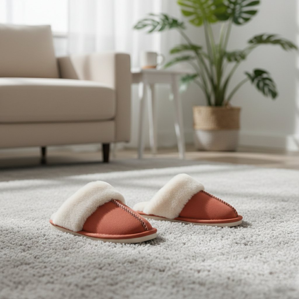 Nordic Comfy Slippers - Faux Fur Rubber Sole for Women