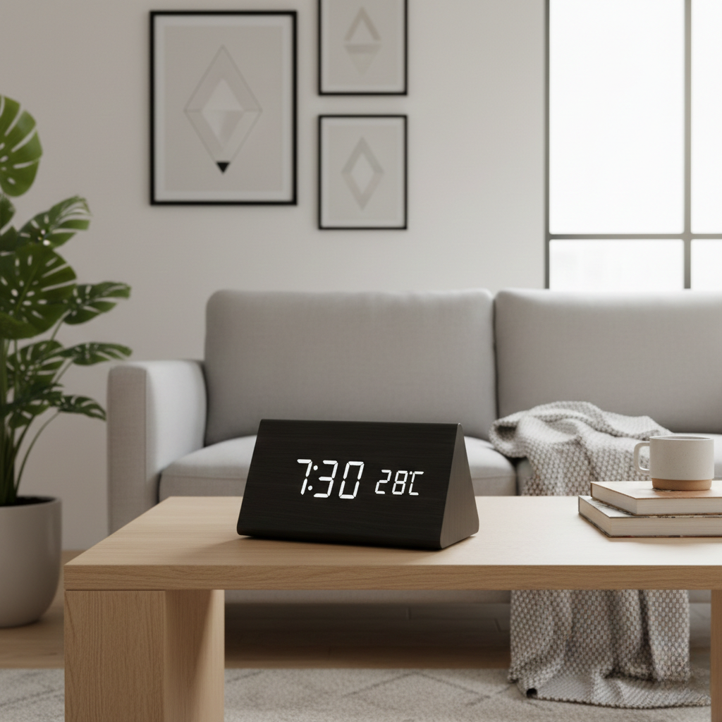 Wood-sense LED Wooden Clock - Stylish Wood Grain for Every Room