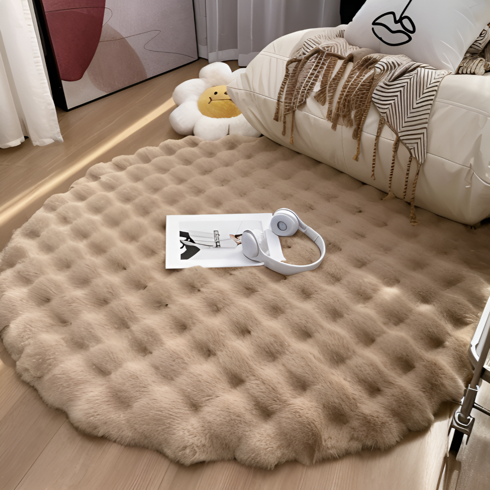 Fluffy Cush Rug 90x90cm – Non-Slip Premium Fleece Area Rug for Living Room