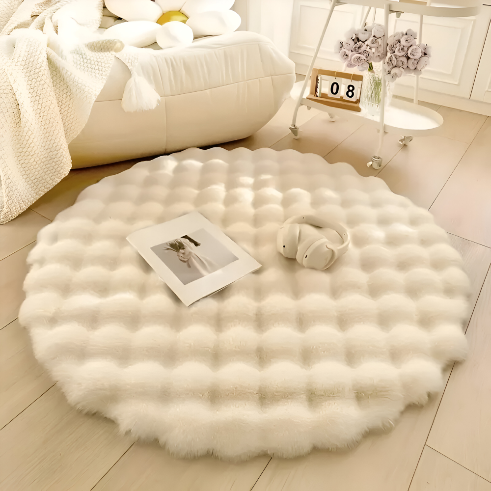 Fluffy Cush Rug 90x90cm – Non-Slip Premium Fleece Area Rug for Living Room