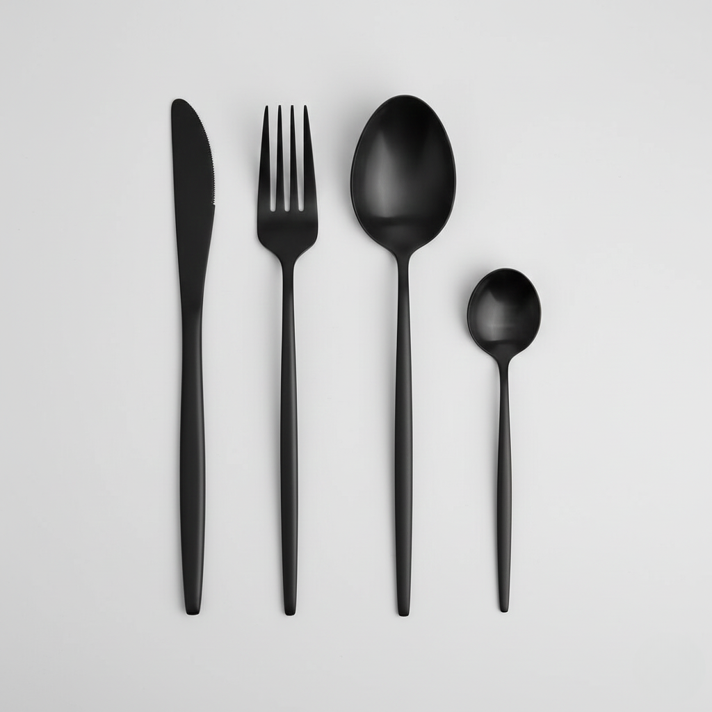24-Piece Black Stainless Steel Dining Flatware Set