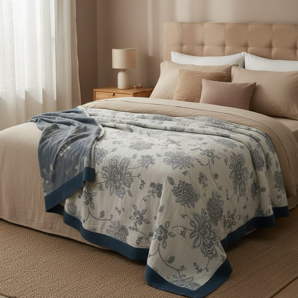 Soft Floral Throw Blanket – Cozy Comfort Blanket for Sofa & Bed