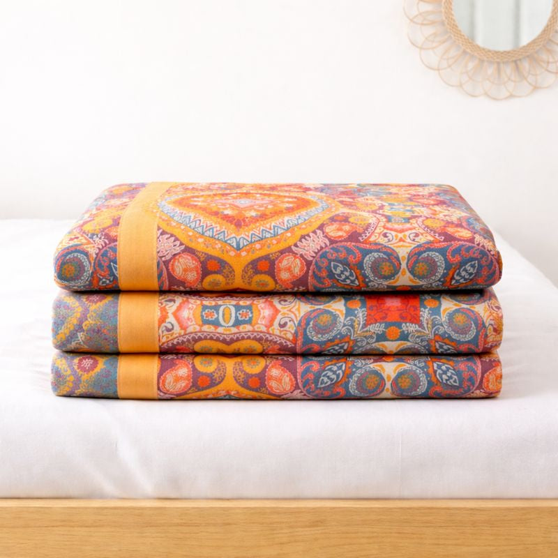 Reversible Boho Pattern Throw Blanket – Decorative Couch Blanket