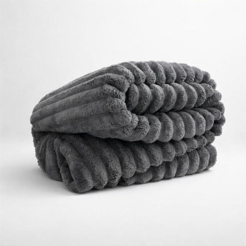 Plush Striped Throw Blanket – Warm Soft Blanket for Sofa & Bed