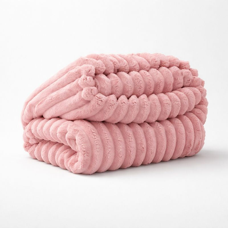 Plush Striped Throw Blanket – Warm Soft Blanket for Sofa & Bed