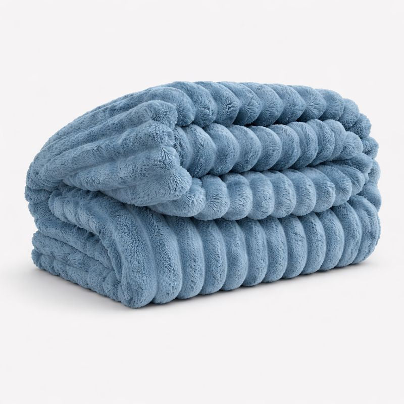 Plush Striped Throw Blanket – Warm Soft Blanket for Sofa & Bed