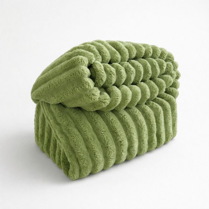 Plush Striped Throw Blanket – Warm Soft Blanket for Sofa & Bed