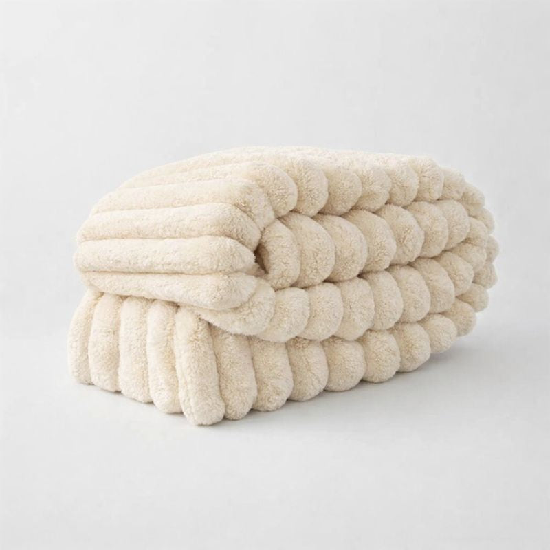 Plush Striped Throw Blanket – Warm Soft Blanket for Sofa & Bed
