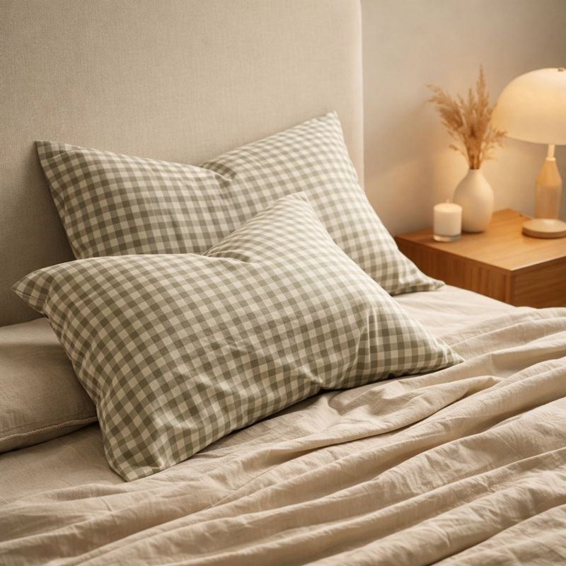 Pillowcase Set - Soft Plaid Checkered 2 Piece