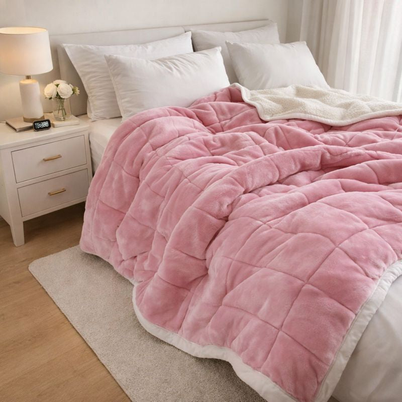 Luxurious Sherpa Fleece Blanket - Incredibly Cuddly and Warm for Bed