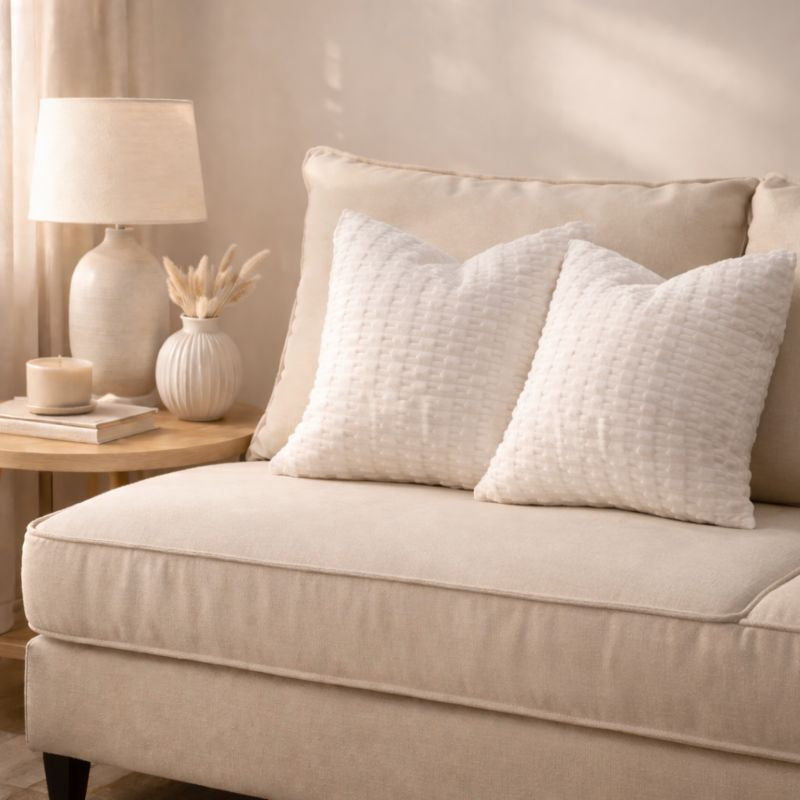 Pillow Cover Set | Warm Faux Fur Striped 2 piece