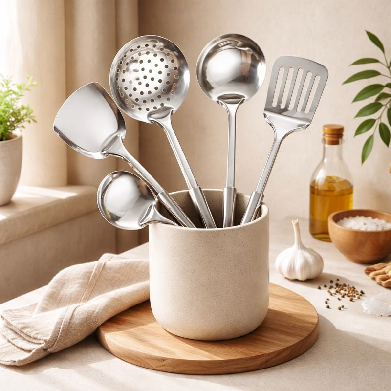 Cooking Utensils Set - Stainless Steel 5 Piece