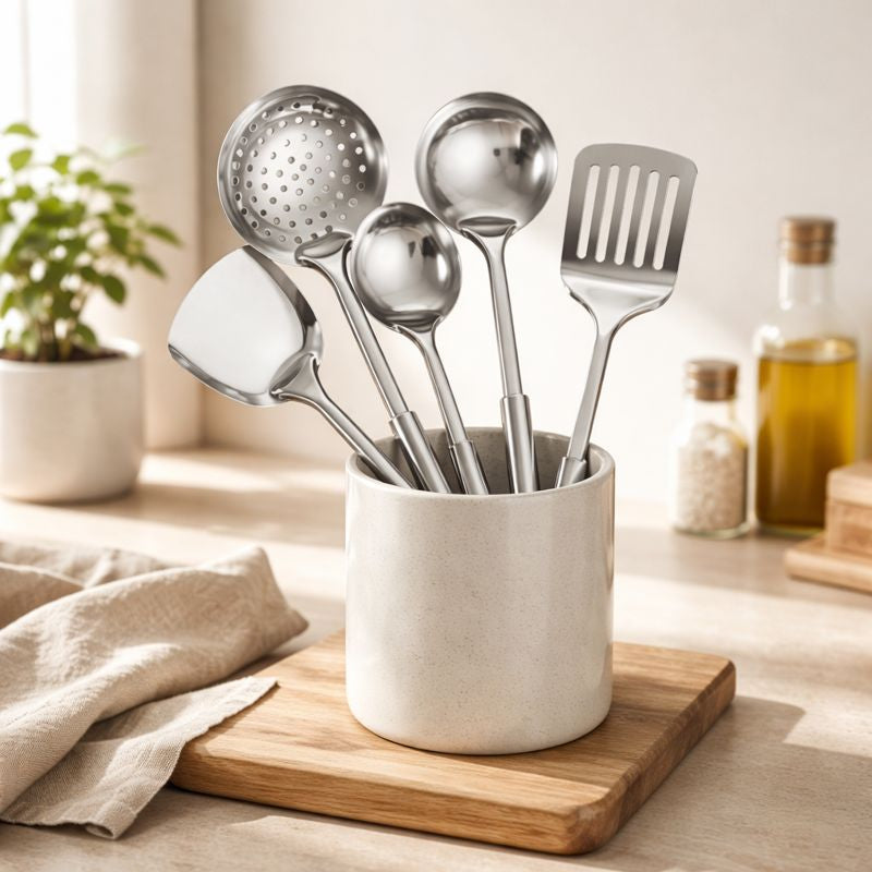 Cooking Utensils Set - Stainless Steel 5 Piece