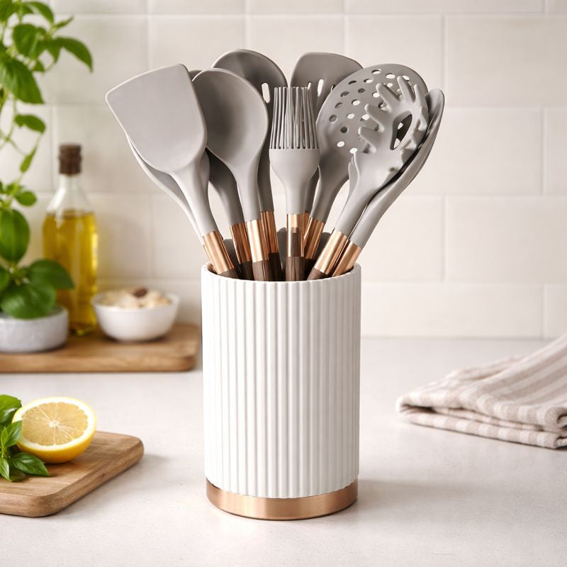 Luxe Silicone Cooking Utensils Set - Heat-Resistant for Kitchen (10 Pieces)