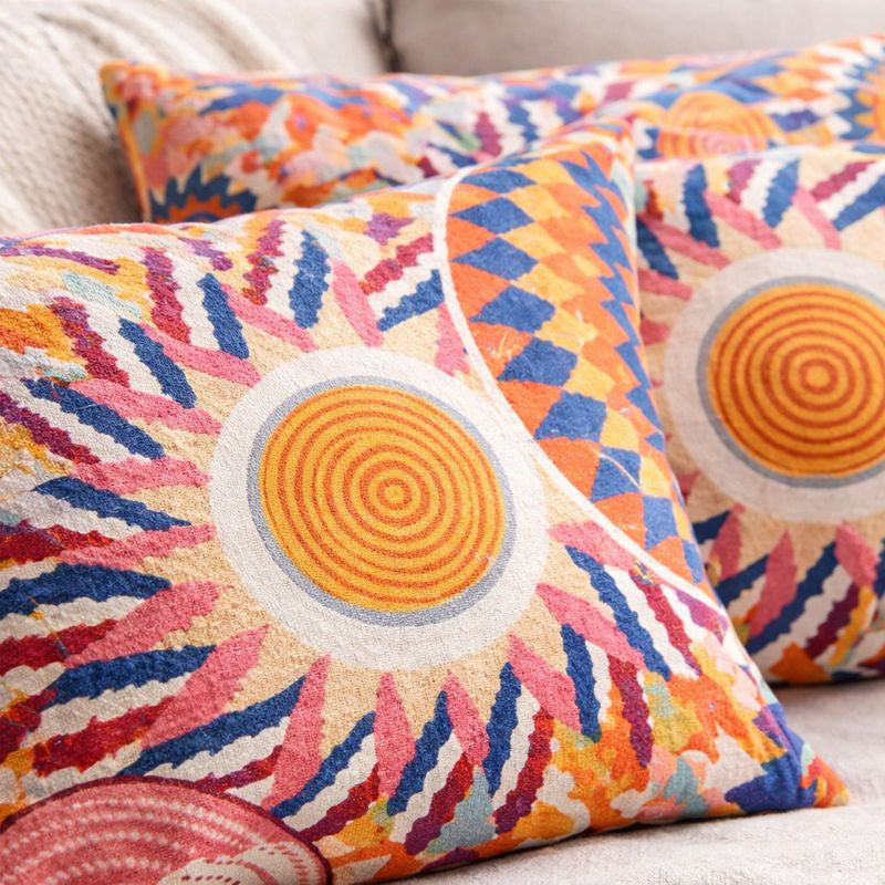 Pillowcases Set | Nordic Sun Print Button Cotton 2 Piece