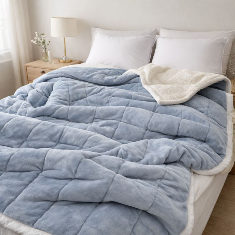 Luxurious Sherpa Fleece Blanket - Incredibly Cuddly and Warm for Bed