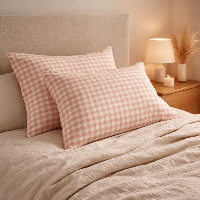 Pillowcase Set - Soft Plaid Checkered 2 Piece