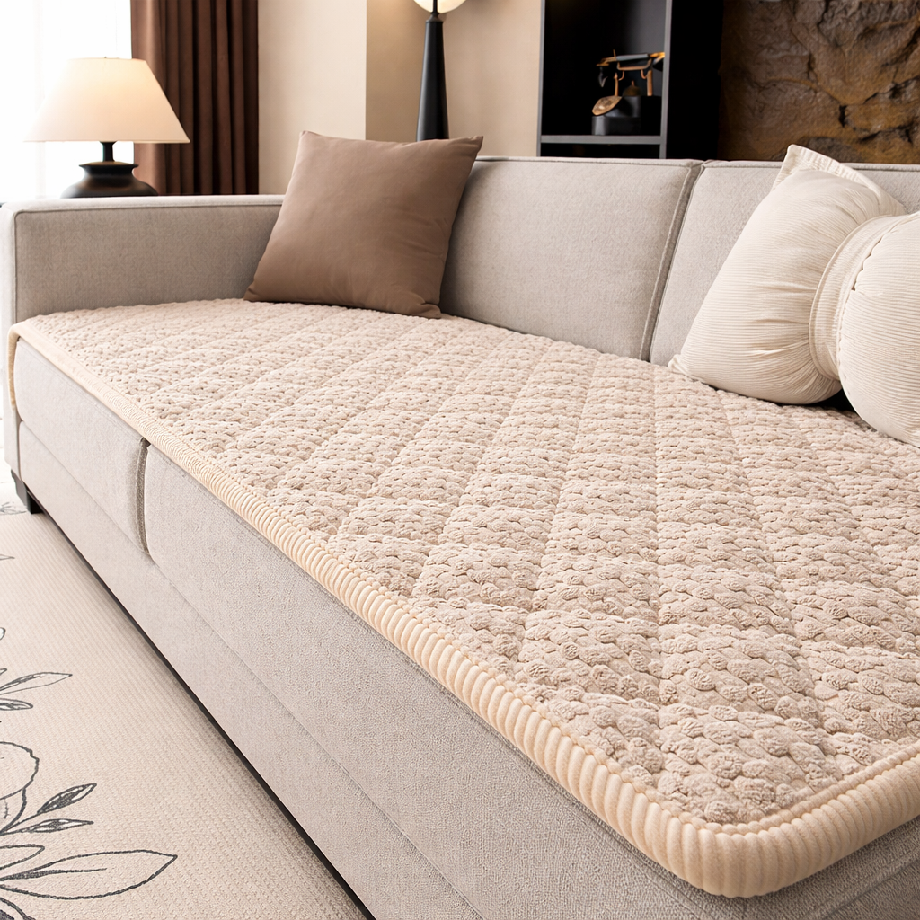 Quilted Couch Protector Slipcover – Pet-Proof Textured Sofa Cover