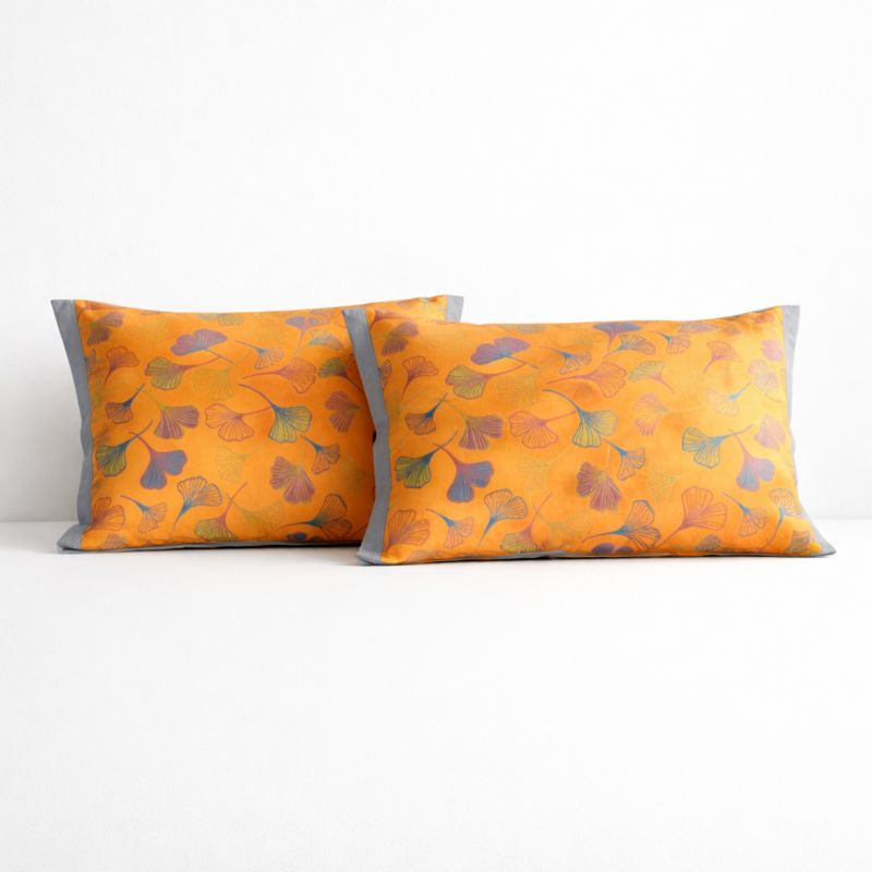 Pillowcases Set | Ginkgo Leaf Embroidered Cotton 2 Piece