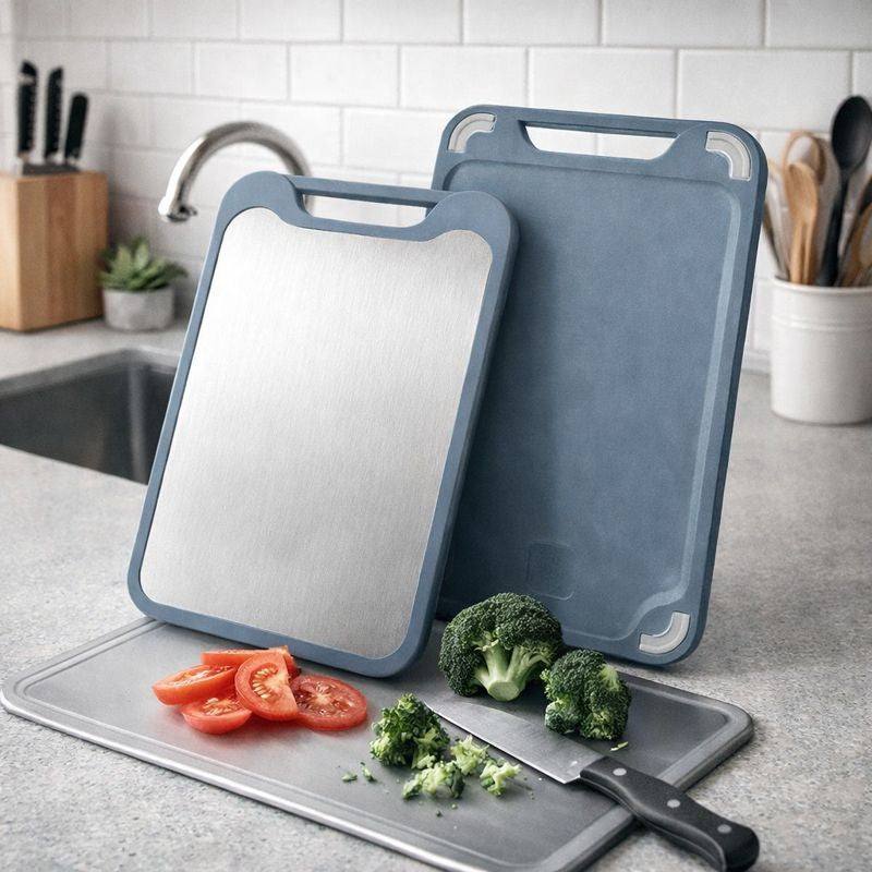 Kitchen Chopping Board - Stylish Double-Sided Stainless Steel