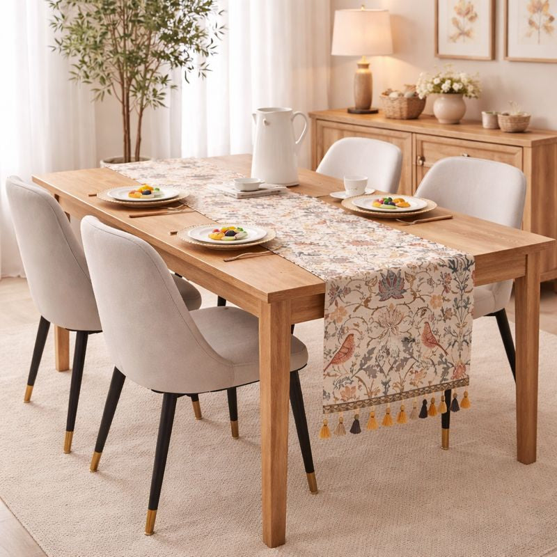 Table Runner - Vintage Floral & Bird Jacquard