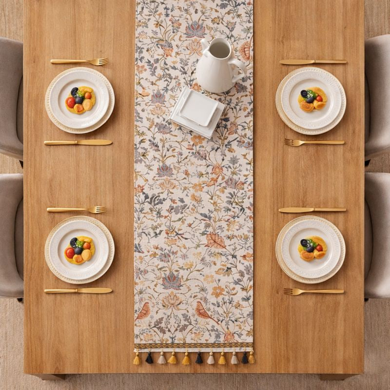 Table Runner - Vintage Floral & Bird Jacquard