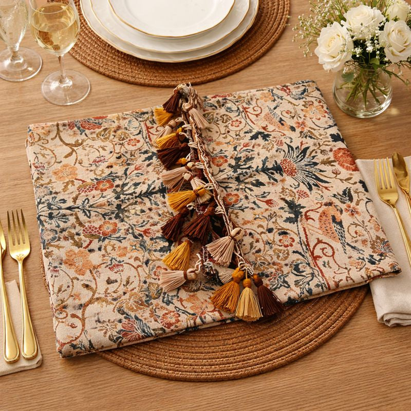 Table Runner - Vintage Floral & Bird Jacquard
